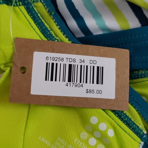 TITLE NINE Stripe Pele Tankini Swim Top 34DD NEW - Picture 10 of 11